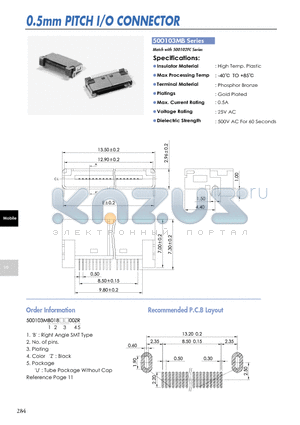 500103MB datasheet - 0.5mm PITCH I/O CONNECTOR