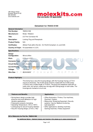 50013-8100 datasheet - Locking Plug and Receptacle