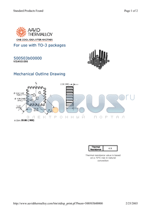 500503B00000 datasheet - For use with TO-3 packages