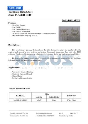 36-01/B4C-AKNB datasheet - 3mm POWER LED