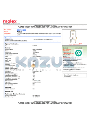 197054203 datasheet - PCB Tab Quick Disconnect, Male, for Wire, Metal Strip, Tab 6.35mm (.250