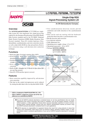 72722PM_11 datasheet - Single-Chip RDS Signal-Processing System LSI