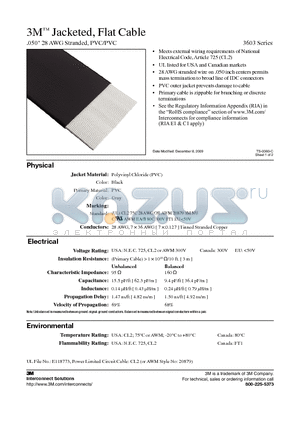 3603/10 datasheet - 050 Jacketed, Flat Cable