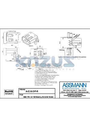 AE9921 datasheet - IEEE 1394, FOR PCB MOUNTING