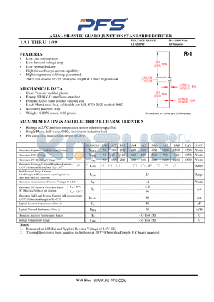 1A3 datasheet - AXIAL SILASTIC GUARD JUNCTION STANDARD RECTIFIER