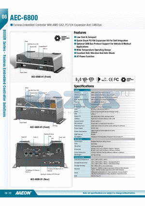 AEC-6800 datasheet - Low Cost & Compact