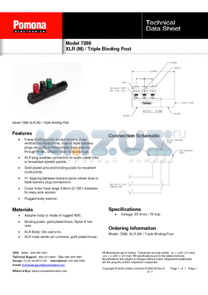 7286 datasheet - XLR (M) / Triple Binding Post