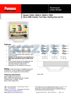 72902 datasheet - Micro SMD Grabber Test Clips, Holding Rod and Kit