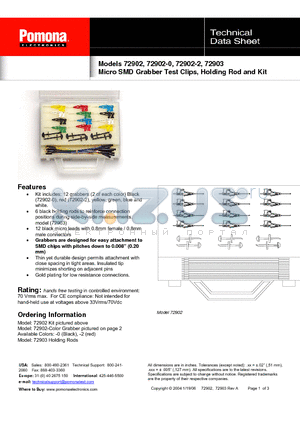 72902-2 datasheet - Micro SMD Grabber Test Clips, Holding Rod and Kit