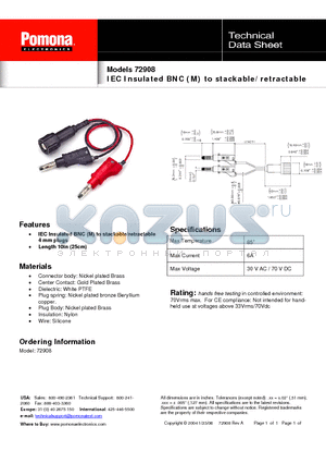 72908 datasheet - IEC Insulated BNC (M) to stackable/retractable