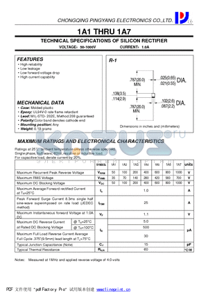 1A4 datasheet - TECHNICAL SPECIFICATIONS OF SILICON RECTIFIER