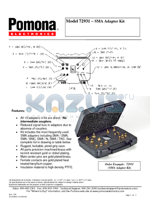 72931 datasheet - SMA Adapter Kit