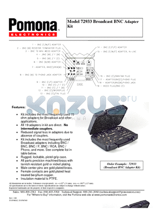 72933 datasheet - Broadcast BNC Adapter Kit