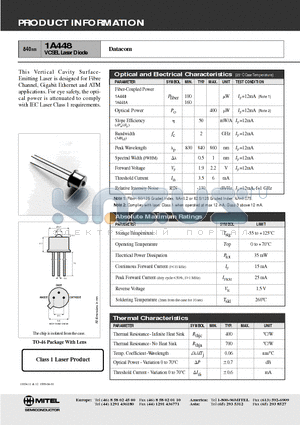 1A448 datasheet - VCSEL Laser Diode(Datacom)