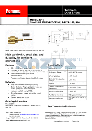 72946 datasheet - DC - 12.4 GHz on flexible cable.