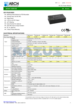 AEC60-9S datasheet - AC-DC Power Module