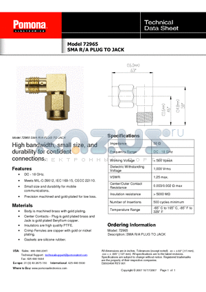 72965 datasheet - High bandwidth, small size, and durability for confident connections.