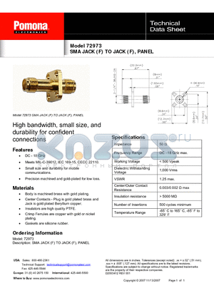 72973 datasheet - High bandwidth, small size, and durability for confident connections
