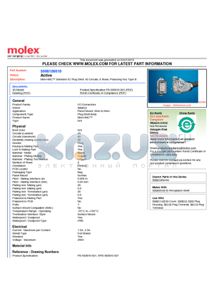 5008100010 datasheet - Mini-HMC Shielded I/O Plug Shell, 40 Circuits, 8 Rows, Polarizing Key Type B