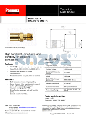 72979 datasheet - SMA (F) TO SMB (F)