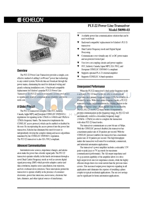 50090 datasheet - PLT-22 POWER LINE TRANSCEIVER