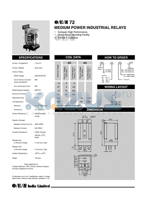 72A-12-130-150 datasheet - MEDIUM POWER INDUSTRIAL RELAYS