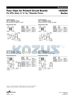 1A5600 datasheet - Fuse Clips for Printed Circuit Boards For ATC, 5mm, 1/4 and 13/32 Diameter Fuses