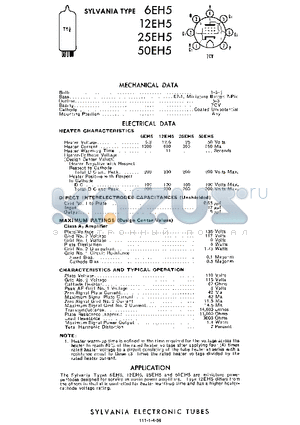 25EH5 datasheet - MINIATURE POWER PENTODES DESIGNED FOR SERVICE AS AUDIO POWER AMPLIFIERS