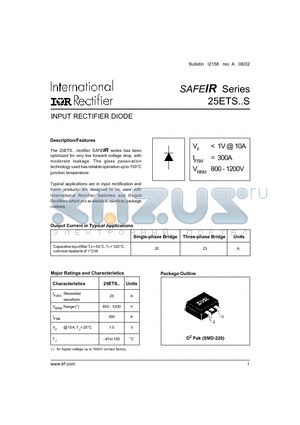 25ETS08S datasheet - INPUT RECTIFIER DIODE