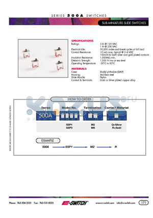 500ASSP1M2Q datasheet - SUB-MINIATURE SLIDE SWITCHES