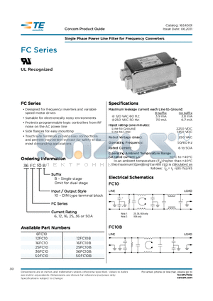 25FC10B datasheet - Single Phase Power Line Filter for Frequency Converters