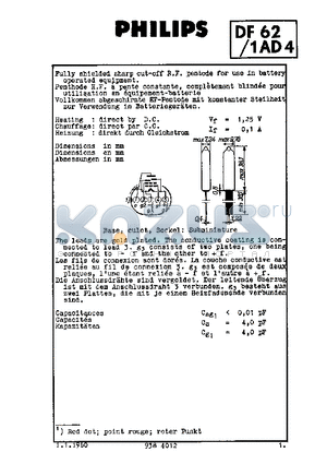 1AD4 datasheet - FULLY SHIELDED SHARP CUT-OFF R.F. PENTODE