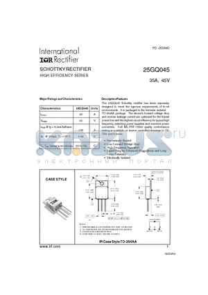 25GQ045 datasheet - SCHOTTKY RECTIFIER