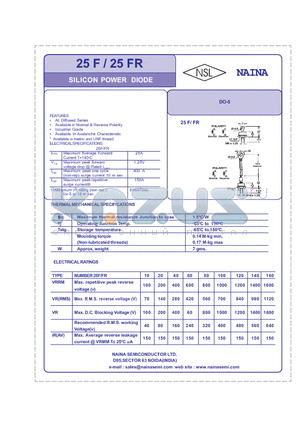 25HF140 datasheet - SILICON POWER DIODE