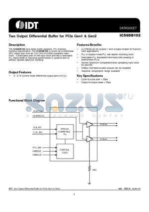 9DB102BFILF datasheet - Two Output Differential Buffer for PCIe Gen1 & Gen2