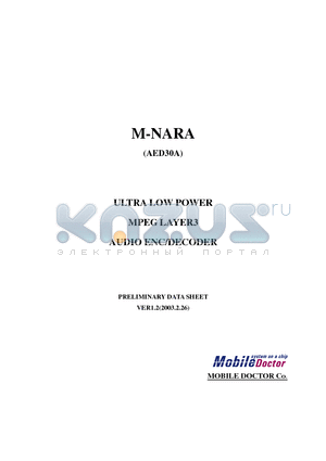 AED30A datasheet - M-NARA ULTRA LOW POWER MPEG LAYER3 AUDIO ENC/DECODER