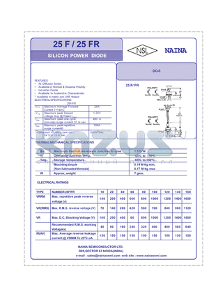 25HFR120 datasheet - SILICON POWER DIODE