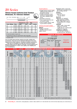 25J4K5E datasheet - Vitreous Enamel Conformal Axial Terminal Wirewound, 5% Tolerance Standard