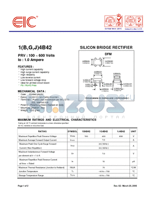 1B4B42 datasheet - SILICON BRIDGE RECTIFIER