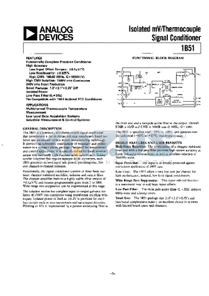 1B51 datasheet - Isolated mV/Thermocouple Signal Conditioner