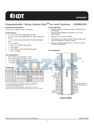 9E4101YFILFT datasheet - Programmable Timing Control HubTM for Intel Systems