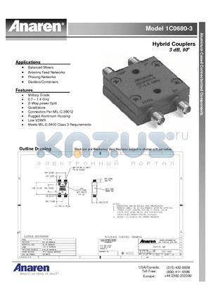 1C0680-3 datasheet - Hybrid Couplers