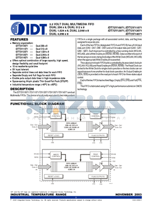 72V13071L15TFI datasheet - 3.3 VOLT DUAL MULTIMEDIA FIFO