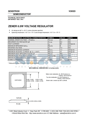 1C6323 datasheet - ZENER 0.5W VOLTAGE REGULATOR