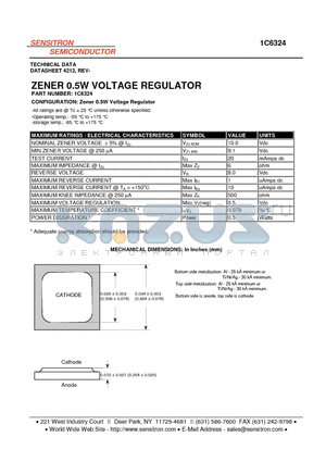 1C6324 datasheet - ZENER 0.5W VOLTAGE REGULATOR