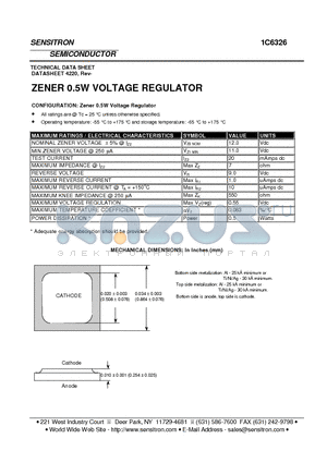 1C6326 datasheet - ZENER 0.5W VOLTAGE REGULATOR