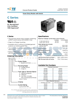 1CFE1 datasheet - Power Entry Module with Switch