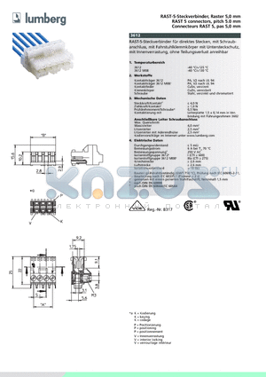3612 datasheet - RAST-5-Steckverbinder, Raster 5,0 mm