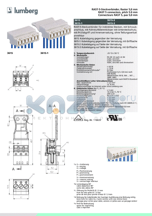 3615-1 datasheet - RAST-5-Steckverbinder, Raster 5,0 mm