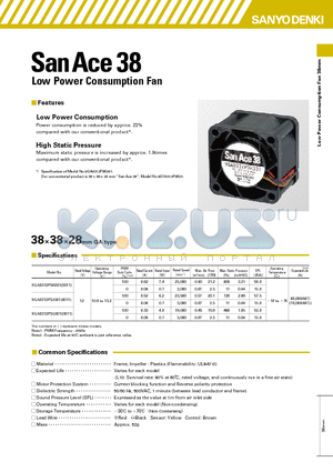 9GA0312P3G001 datasheet - Low Power Consumption Fan